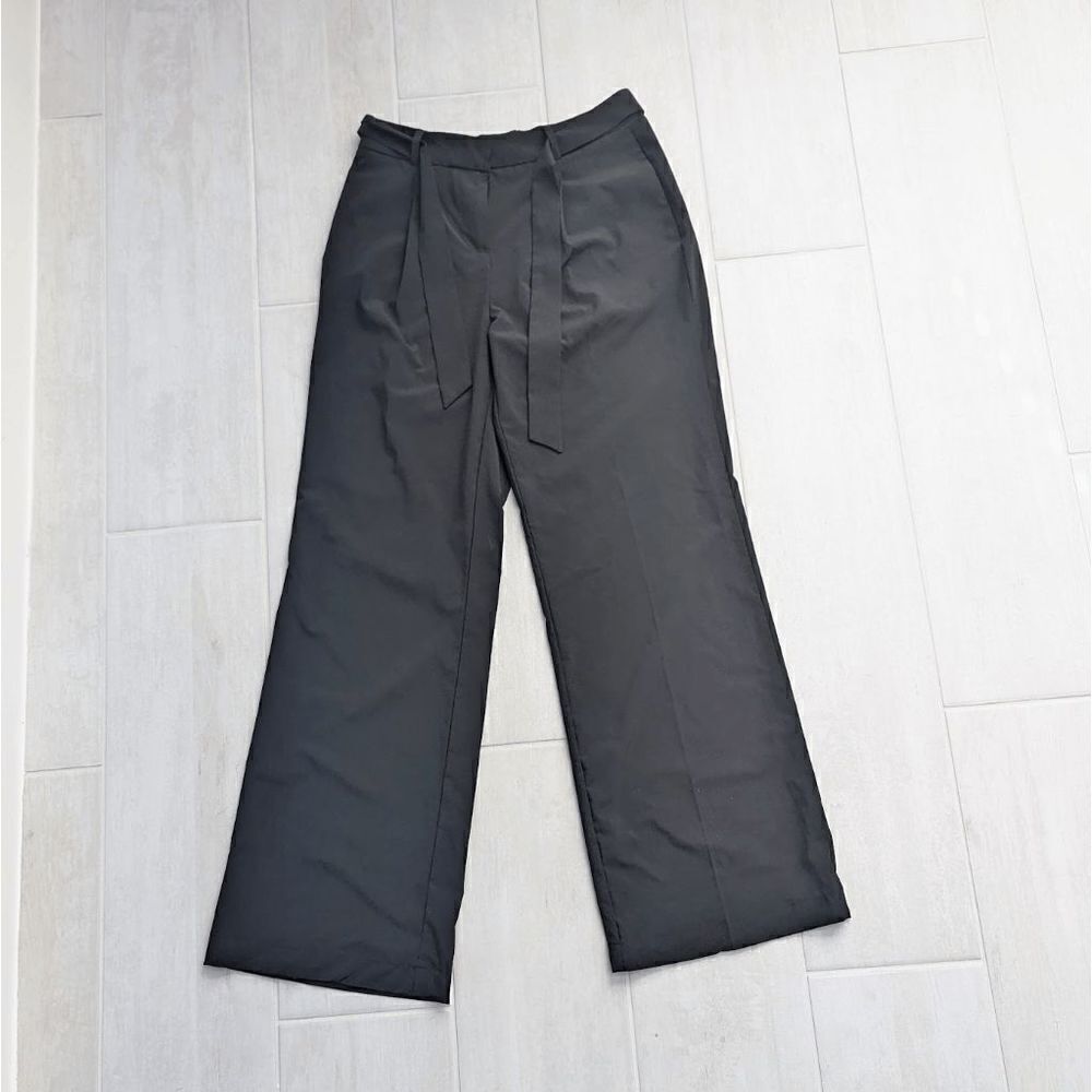 Women's Calvin Klein Trousers Wide Leg Pants Black Belt Loop High-Waisted 8 EUC